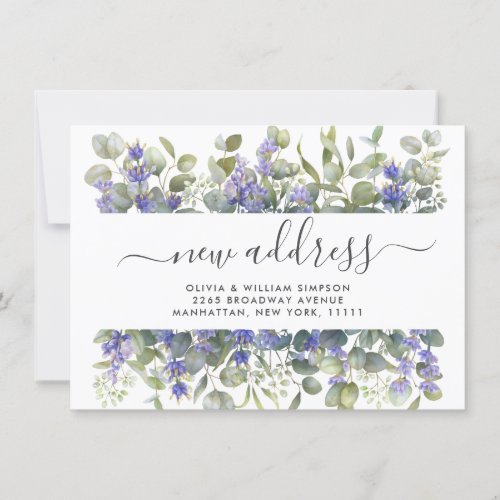 Watercolor Eucalyptus Moving Announcement Card