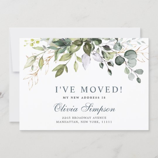 Watercolor Eucalyptus Moving Announcement Cards | Zazzle.com