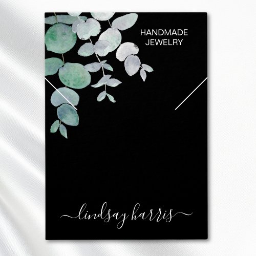 Watercolor Eucalyptus Necklace Black Display Card