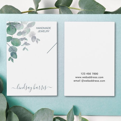 Watercolor Eucalyptus Necklace Display Card