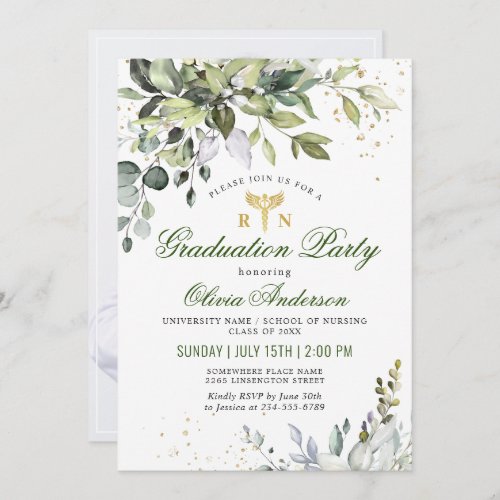 Watercolor Eucalyptus Nursing School Graduation Invitation