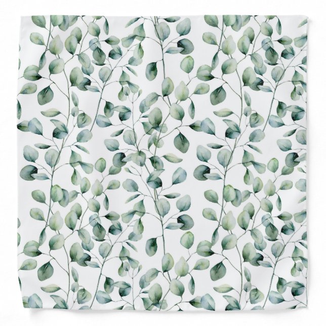 Watercolor Eucalyptus Pattern Bandana (Front)