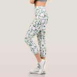 Watercolor Eucalyptus Pattern Capri Leggings