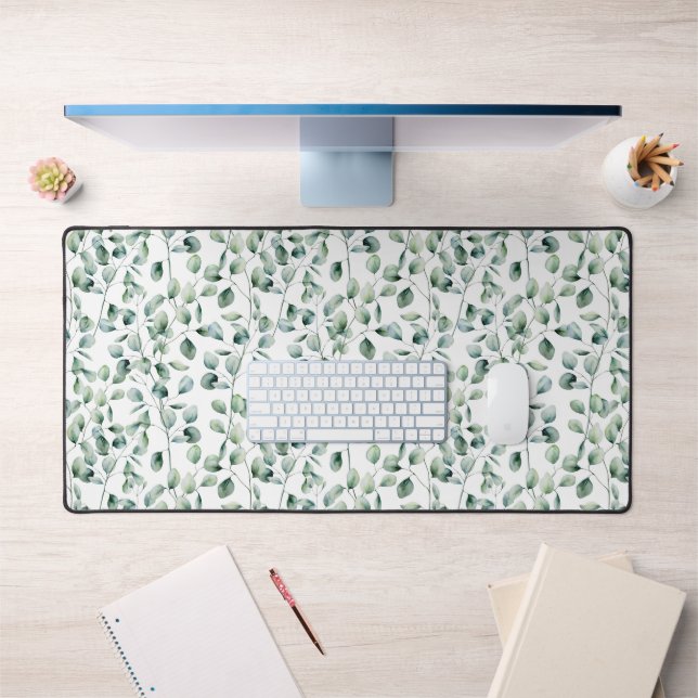 Watercolor Eucalyptus Pattern Desk Mat (Office 1)