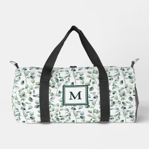 Watercolor Eucalyptus Pattern Duffle Bag
