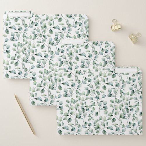 Watercolor Eucalyptus Pattern File Folder