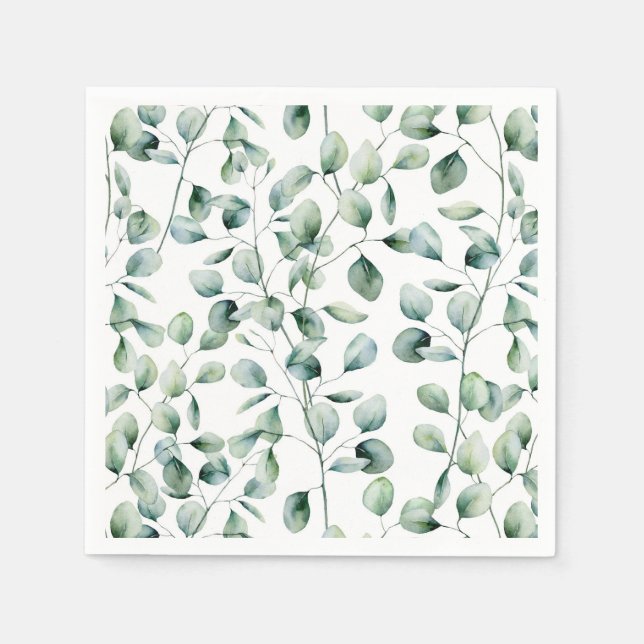 Watercolor Eucalyptus Pattern Napkins (Front)