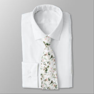 Watercolor Eucalyptus Pattern Neck Tie