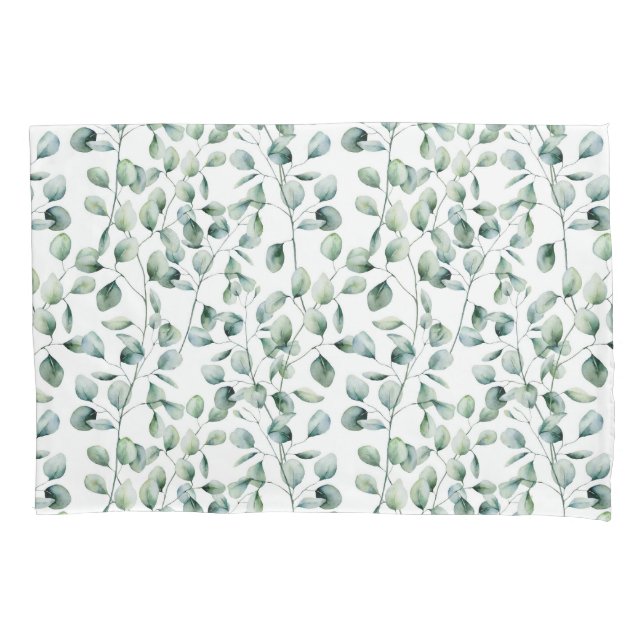 Watercolor Eucalyptus Pattern Pillow Case (Front)