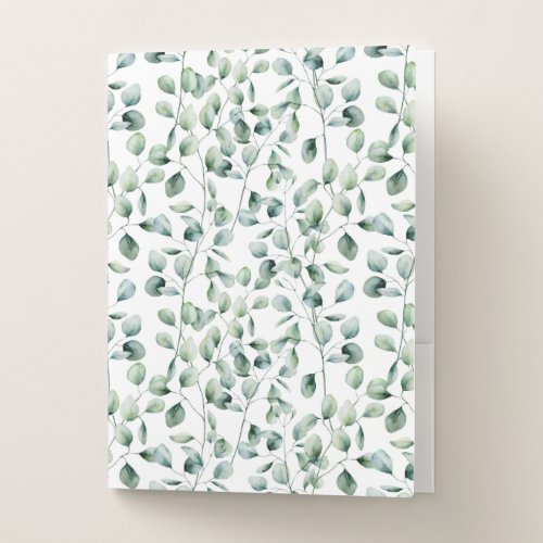 Watercolor Eucalyptus Pattern Pocket Folder