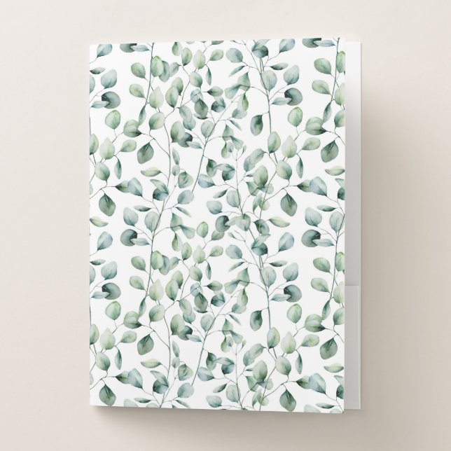 Watercolor Eucalyptus Pattern Pocket Folder (Front)