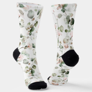 Watercolor Eucalyptus Pattern Socks