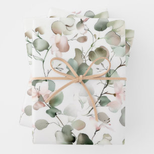 Watercolor Eucalyptus Pattern Wrapping Paper Sheets