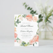 Watercolor Eucalyptus & Peonies Bridal Shower Invitation Postcard (Standing Front)