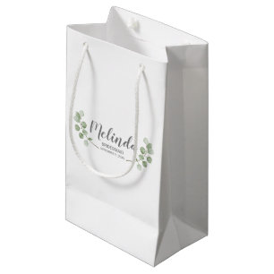 Watercolor Eucalyptus Personalized Bridesmaid Name Small Gift Bag