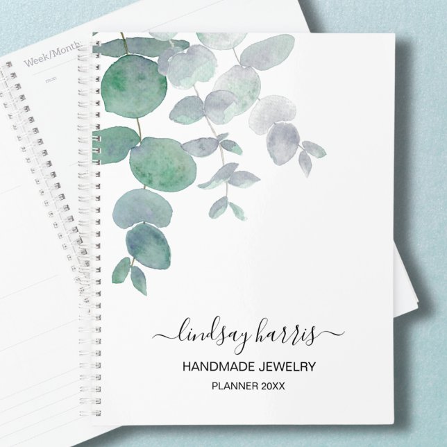 Watercolor Eucalyptus Personalized Jeweler 2025 Planner (Creator Uploaded)