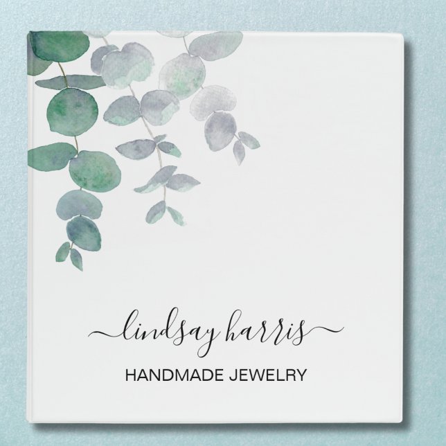 Watercolor Eucalyptus Personalized Jeweler 3 Ring Binder (Creator Uploaded)