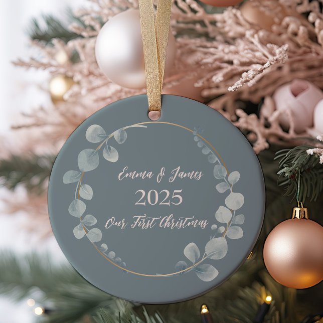 Watercolor Eucalyptus Personalized Ornament (Creator Uploaded)