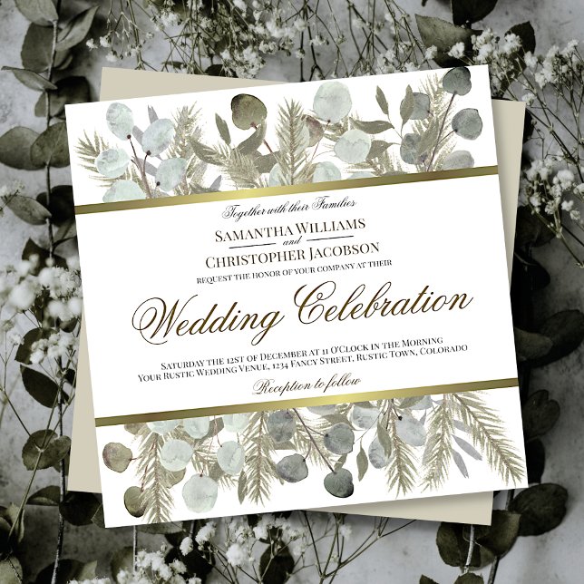 Watercolor Eucalyptus & Pine Boho Chic Wedding Invitation (Creator Uploaded)