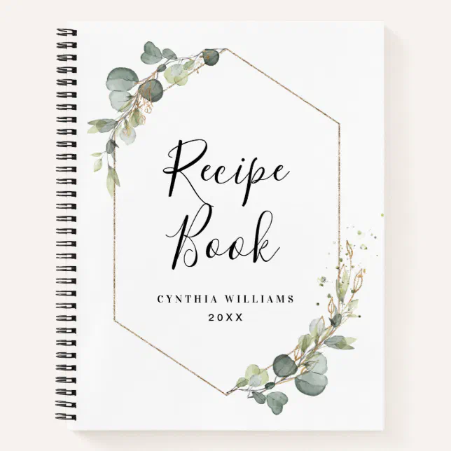 watercolor eucalyptus Recipe Book | Zazzle