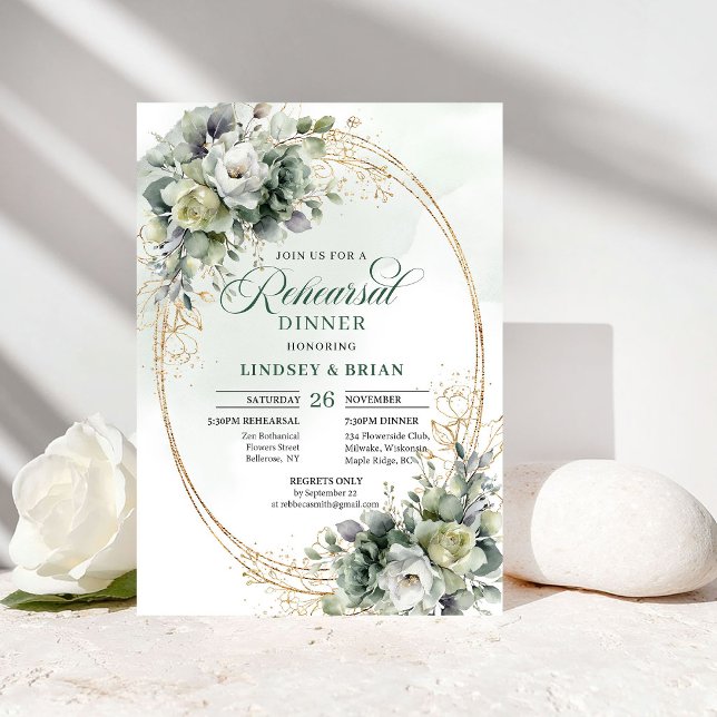 Watercolor Eucalyptus Rehearsal Dinner Invitation (Watercolor Eucalyptus Rehearsal Dinner Invitation)