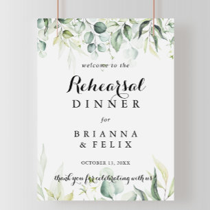 Watercolor Eucalyptus Rehearsal Dinner Welcome  Poster