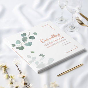 Watercolor Eucalyptus Rose Gold Foil Wedding Foil Guest Book