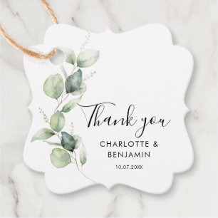 Watercolor Eucalyptus Rustic Wedding Thank You Favor Tags