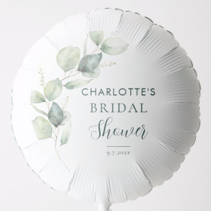Watercolor Eucalyptus Script Bridal Shower Balloon