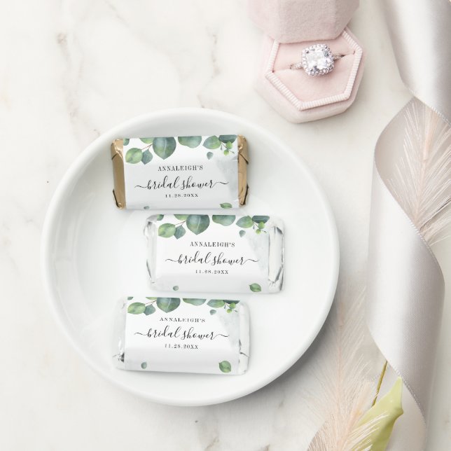 Watercolor Eucalyptus Script Bridal Shower Hershey's Miniatures (Wedding)