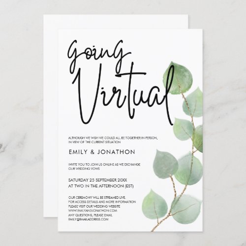 Watercolor Eucalyptus Script Virtual Wedding Invitation