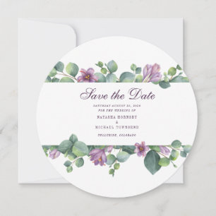 Watercolor Eucalyptus Script Wedding Save the Date