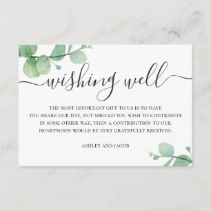 Watercolor eucalyptus script wedding wishing well enclosure card