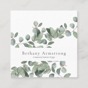 Watercolor Eucalyptus Square Business Card