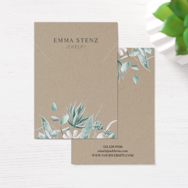 Watercolor Eucalyptus Succulent • Necklace Display (Desk)