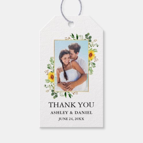 Watercolor Eucalyptus Sunflower Wedding Favor Gift Tags