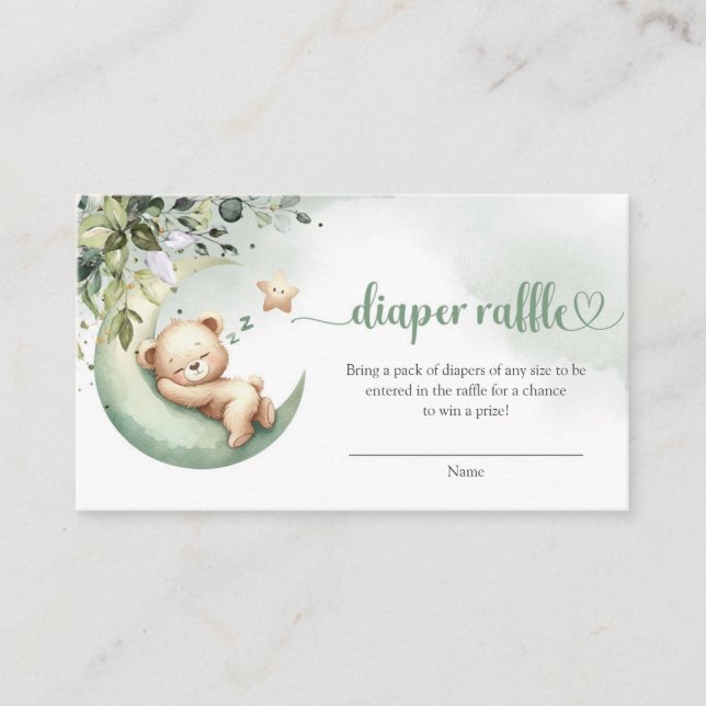 Watercolor eucalyptus teddy bear over the moon enclosure card (Front)
