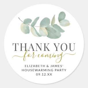 Watercolor Eucalyptus Thank You for Coming Classic Round Sticker