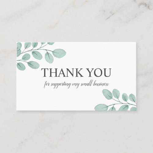 Watercolor Eucalyptus Thank You For Your Order Business Card