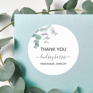 Watercolor Eucalyptus Thank You Jewelry Classic Round Sticker