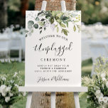 Watercolor Eucalyptus Unplugged Wedding Ceremony Poster at Zazzle