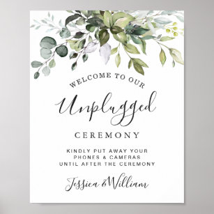 Signage for Wedding Reception Unplugged Ceremony Poster Gold Wedding Decor 