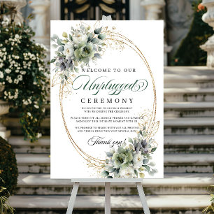 Watercolor Eucalyptus Unplugged Wedding Sign