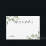 Watercolor Eucalyptus Wedding Advice and Wishes<br><div class="desc">Celebrate your special day with these beautifully wedding advice and wishes card,  featuring title "advice&wishes" in modern script and decorated with soft watercolor eucalyptus on a white background.

Perfect for wedding,  baby shower,  birthday party,  bridal shower,  bachelorette party and any special occasions.</div>