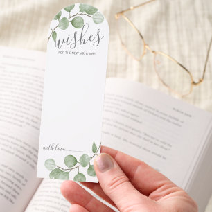 Watercolor Eucalyptus Wedding Advice and Wishes Bookmarks