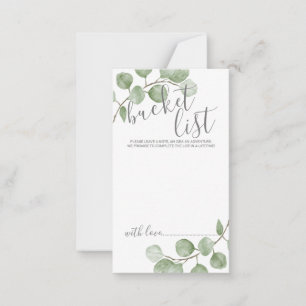 Watercolor Eucalyptus Wedding Bucket List Advice Card