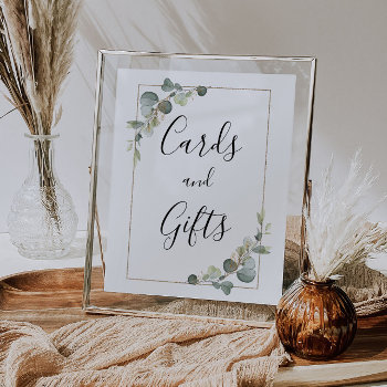 Watercolor Eucalyptus Wedding Cards & Gifts Sign by classiqshopp at Zazzle