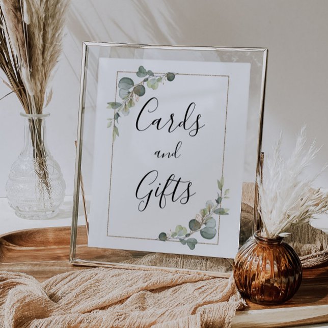 watercolor eucalyptus wedding cards & gifts sign (Creator Uploaded)