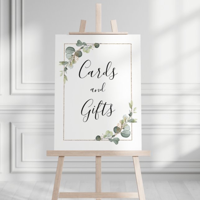 watercolor eucalyptus wedding cards & gifts sign (Creator Uploaded)