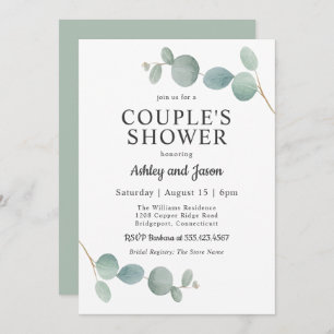 Watercolor Eucalyptus Wedding Couple's Shower Invitation